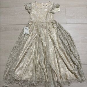 Joyfolie Mia Joy Tan Floral Twila Lace Champagne Dress